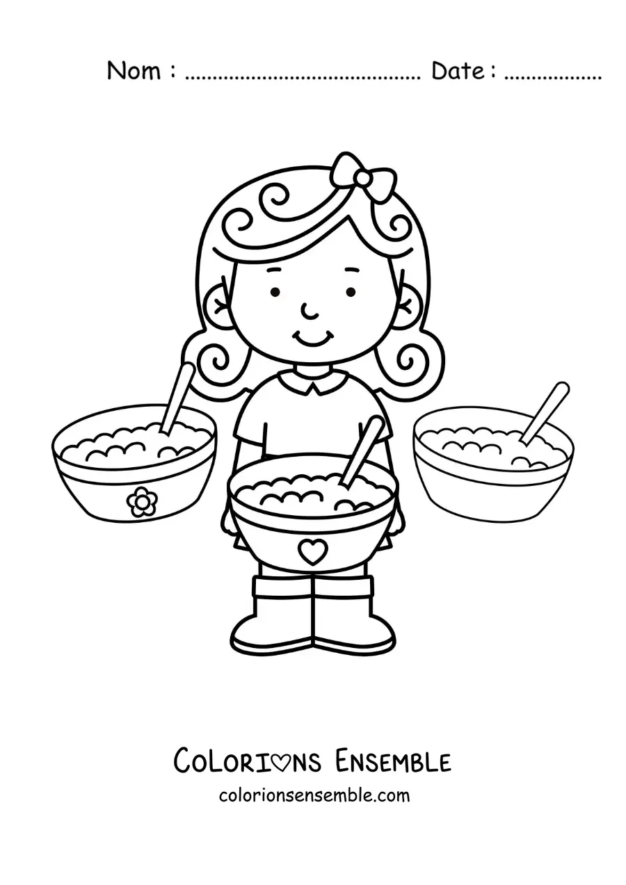 Image à colorier de Boucle d’or et les bols de porridge des trois ours