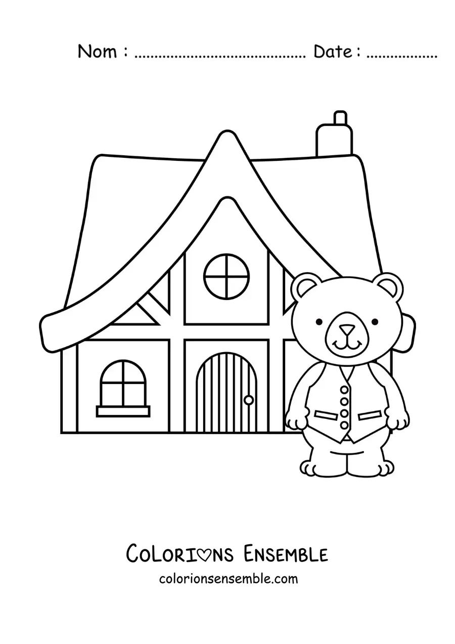 Image à colorier de la maison des trois petits ours