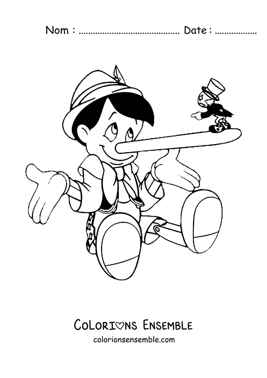 Image à colorier de Pinocchio et Jiminy Cricket