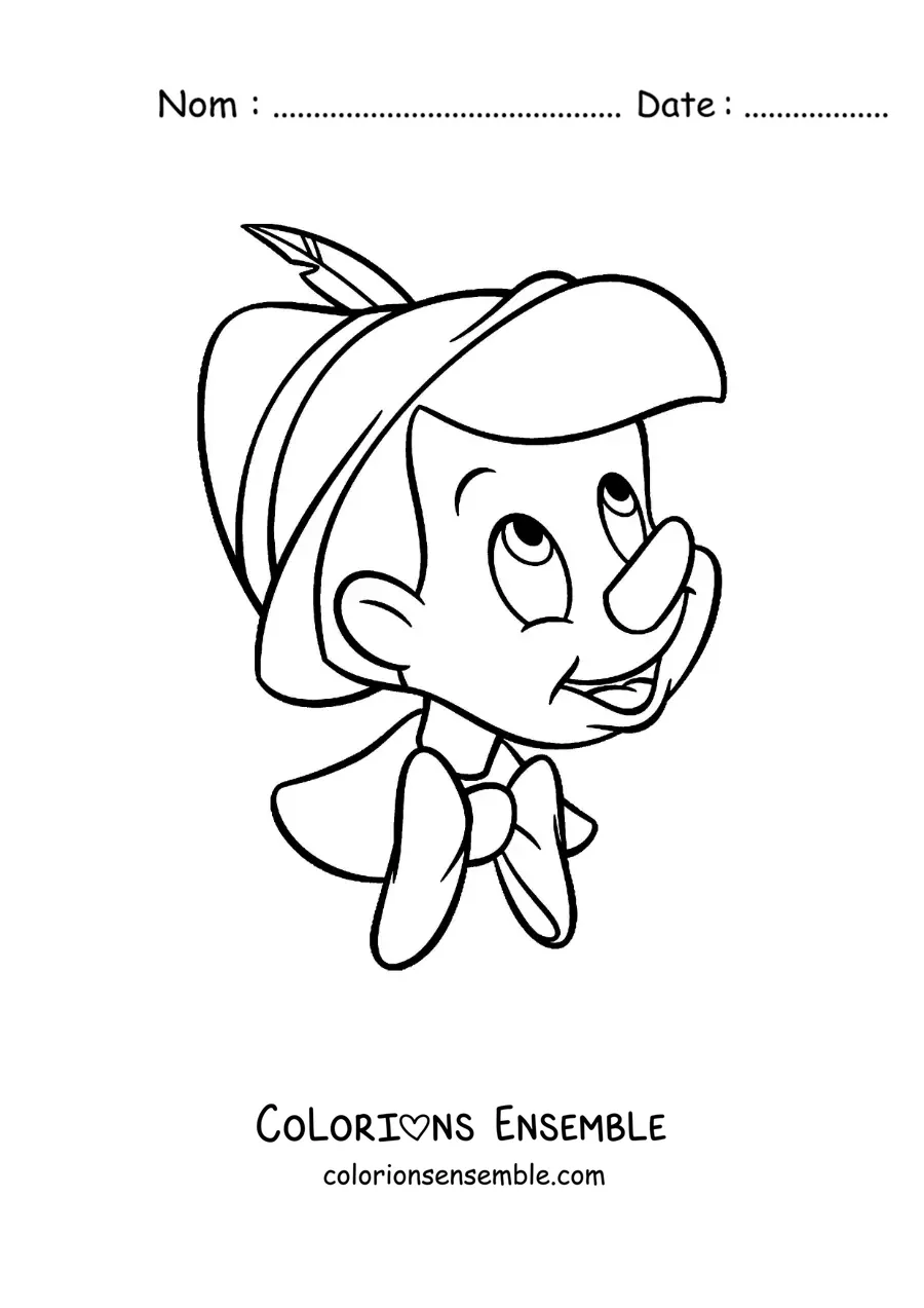 Image à colorier du visage de Pinocchio facile