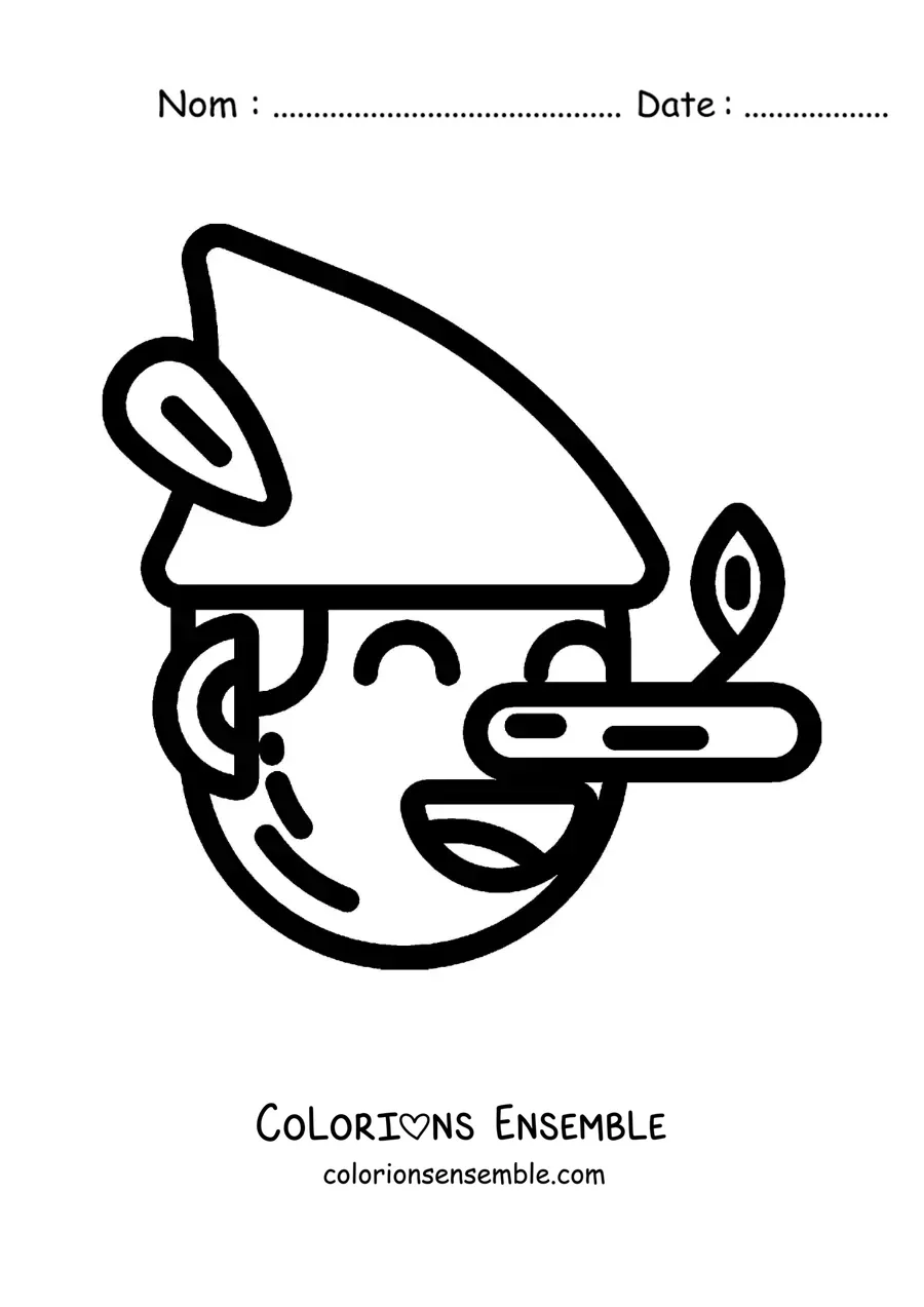 Image à colorier du visage de Pinocchio facile avec un grand nez