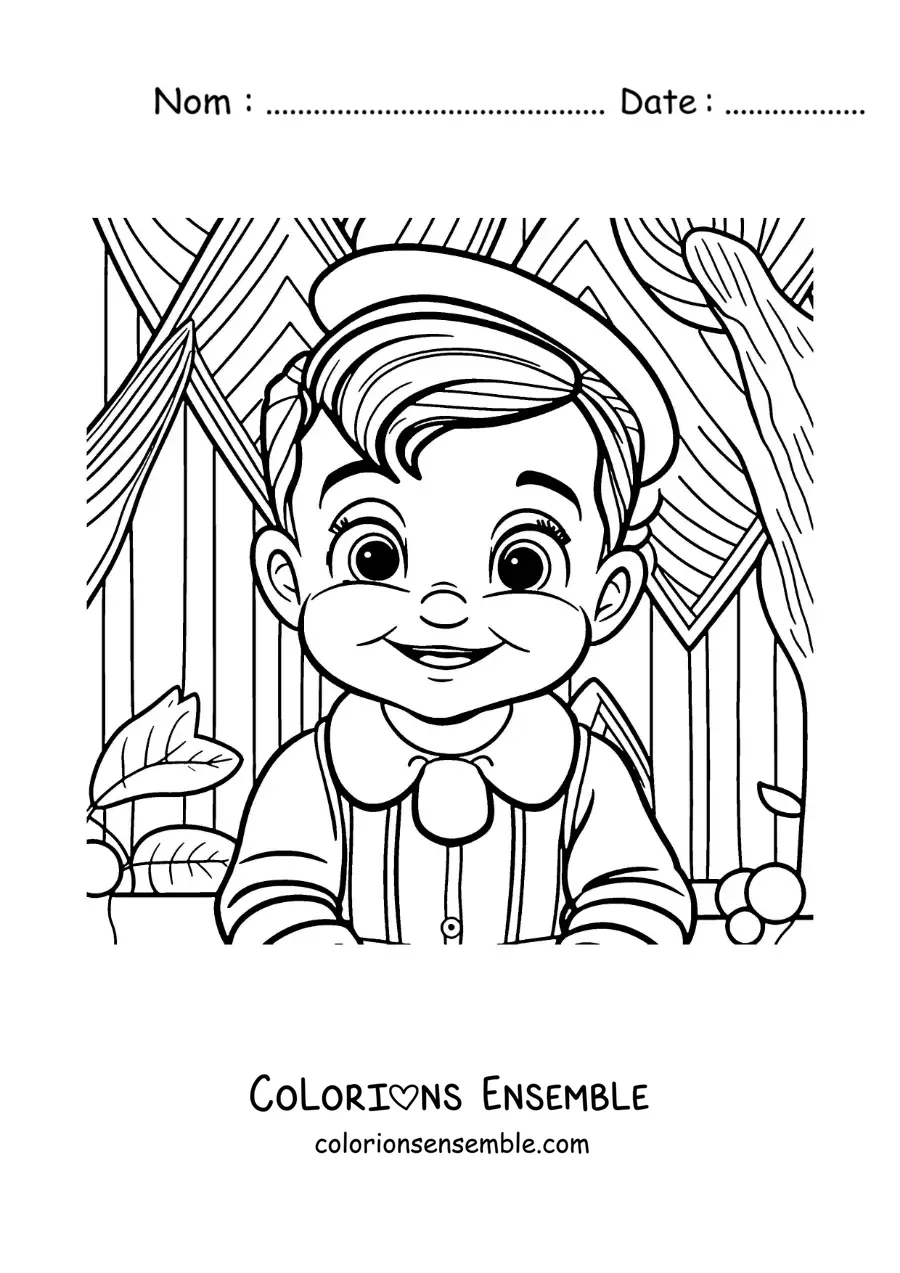 Image à colorier de Pinocchio transformé en vrai petit garçon