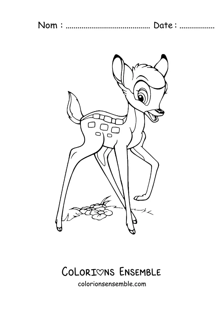 Image à colorier de Bambi qui marche