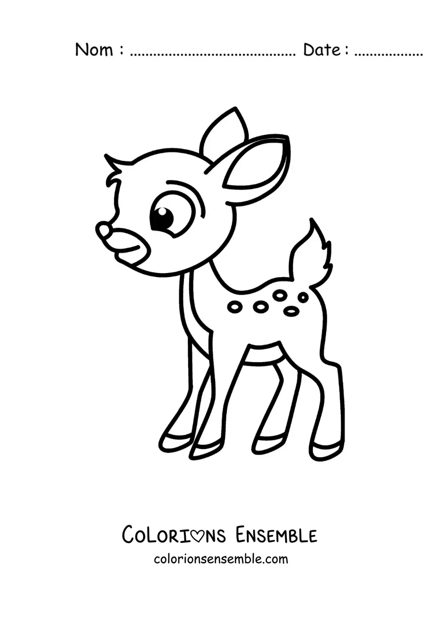 Image à colorier de Bambi en dessin facile
