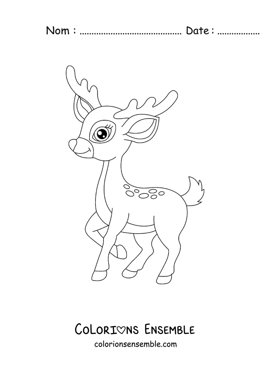 Image à colorier de Bambi en dessin animé avec des bois