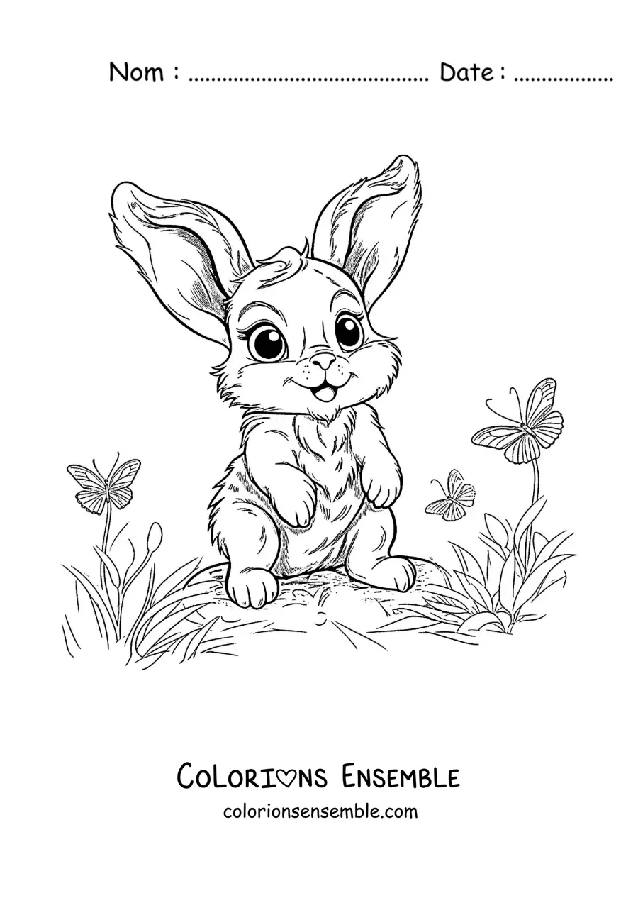 Image à colorier de Panpan le lapin kawaii