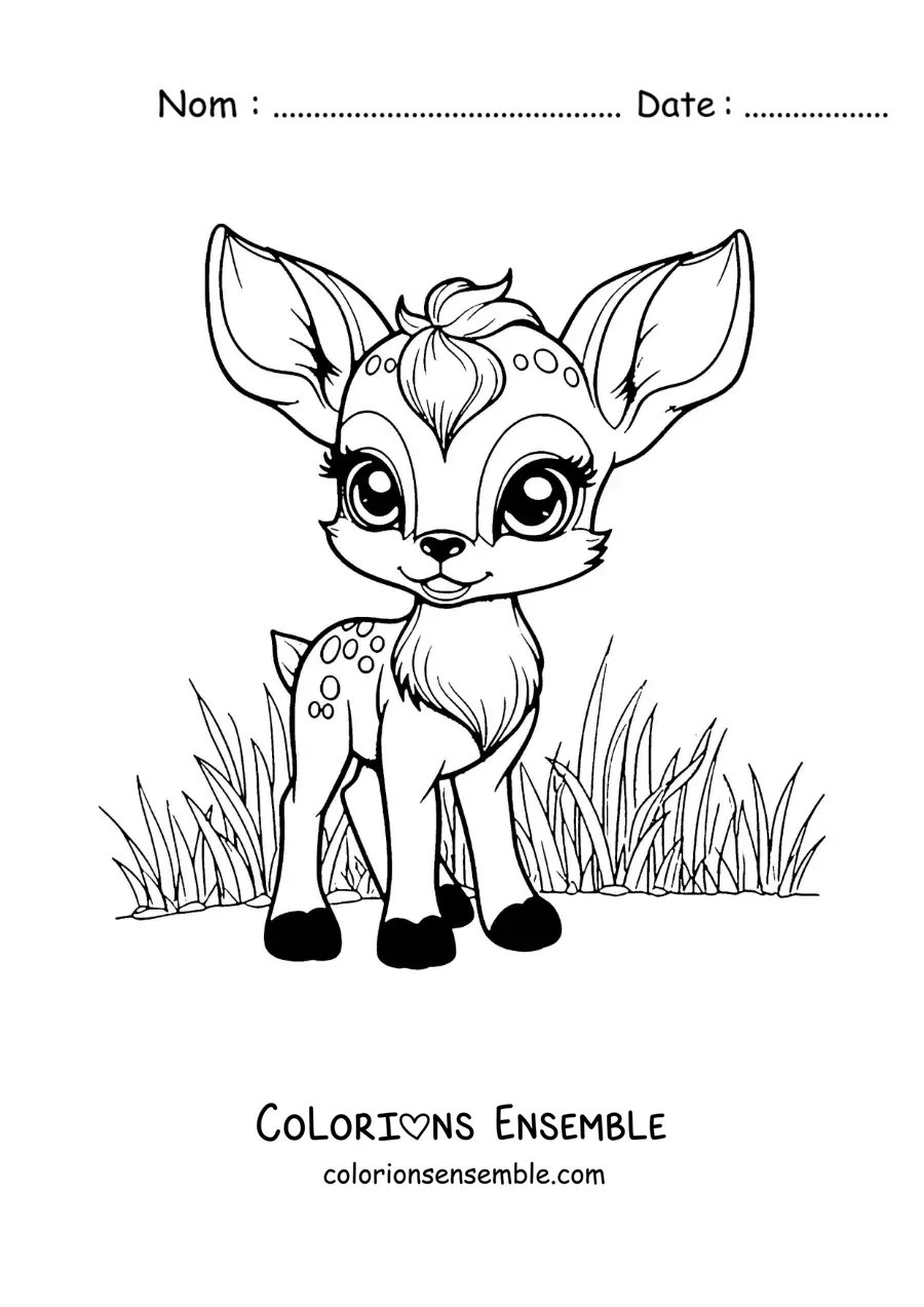 Image à colorier de Faline kawaii en dessin animé