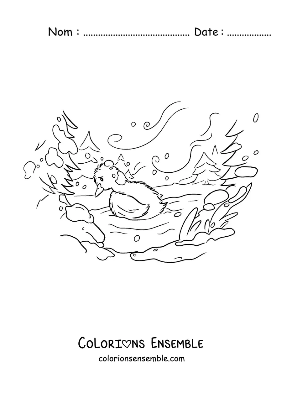 Image à colorier du Vilain Petit Canard seul et triste