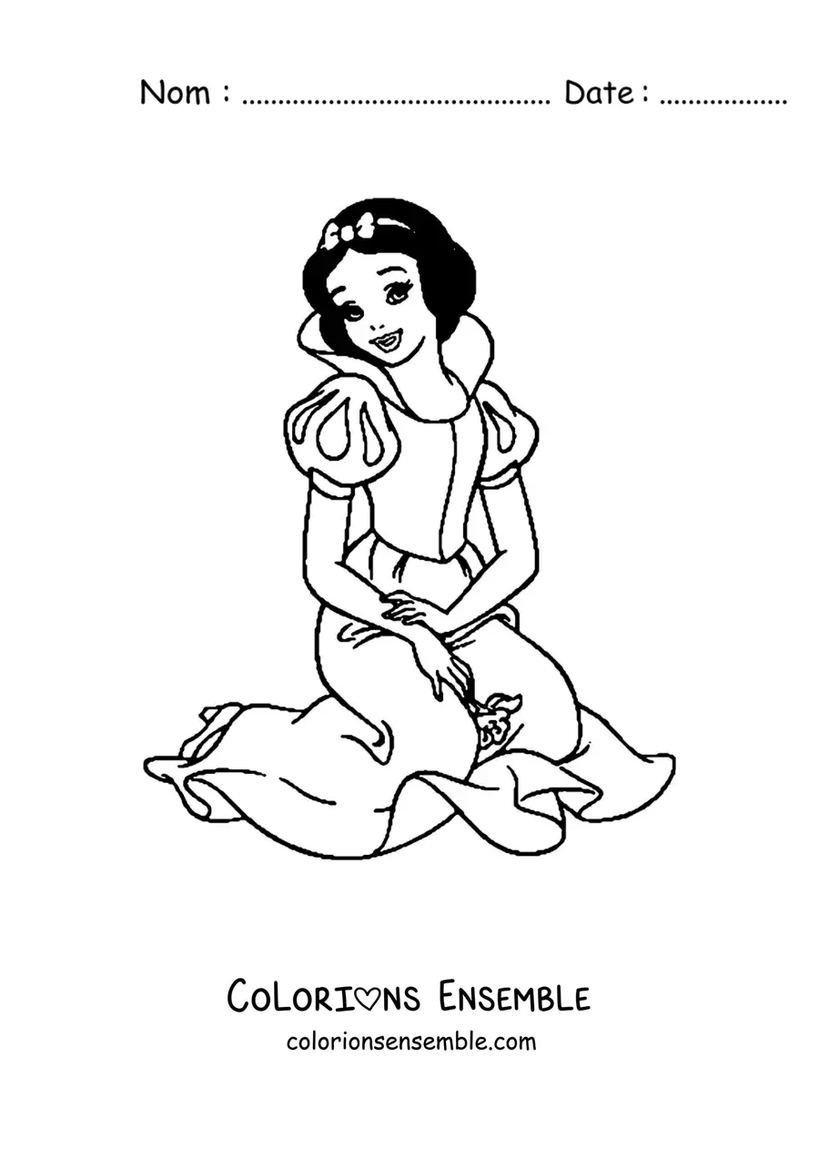 Image à colorier de Blanche-Neige assise