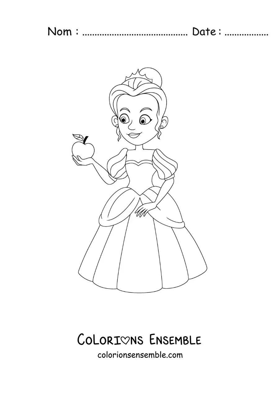 Image à colorier de la princesse Blanche-Neige en dessin animé
