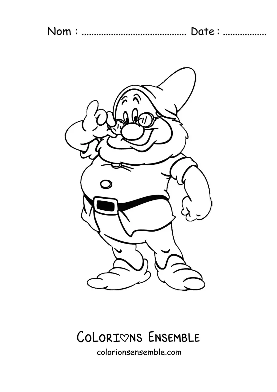 Image à colorier du nain Prof en dessin animé