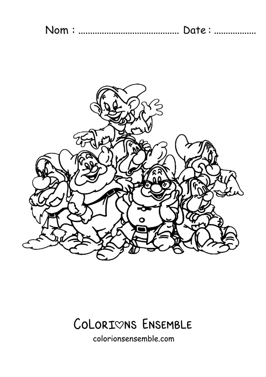 Image à colorier des 7 nains de Blanche-Neige