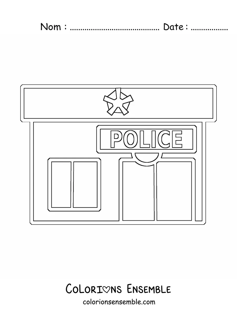 Image à colorier d’un commissariat de police