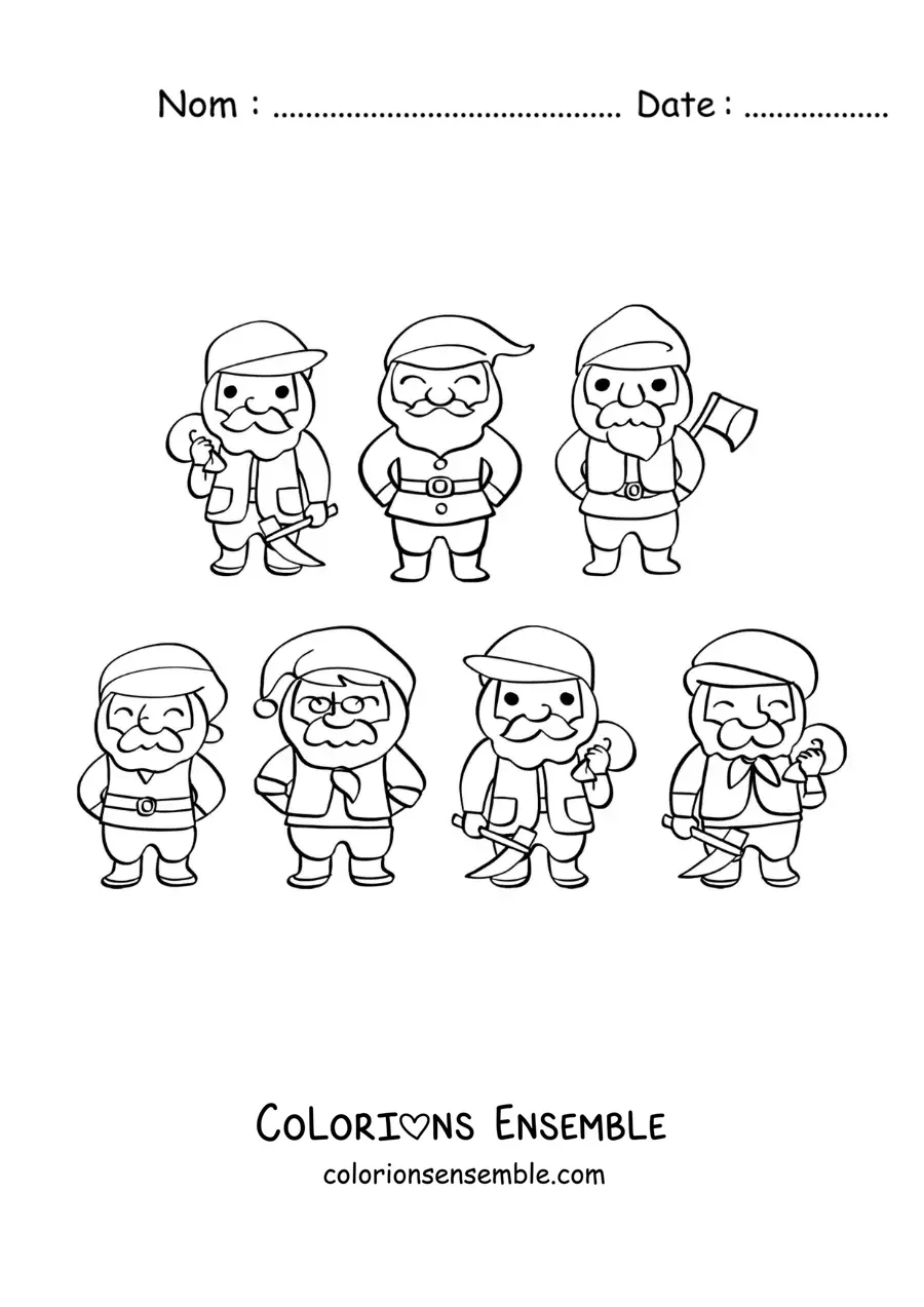 Image à colorier de Blanche-Neige et les 7 nains