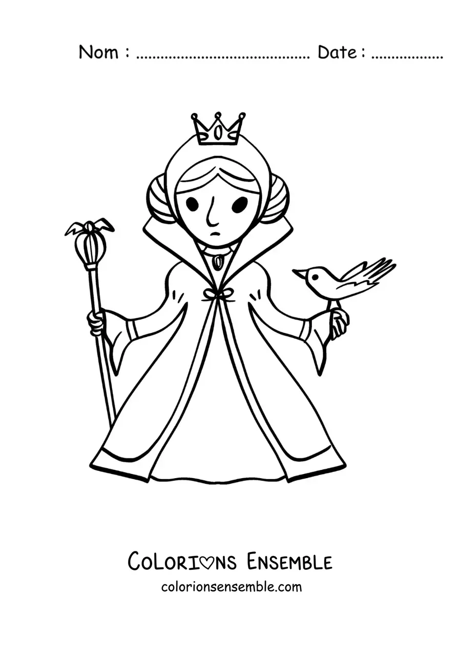 Image à colorier de la méchante reine de Blanche-Neige en dessin animé
