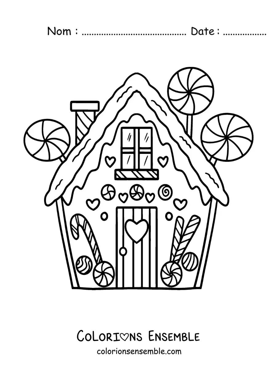 Image à colorier de la grande maison du conte de Hansel et Gretel