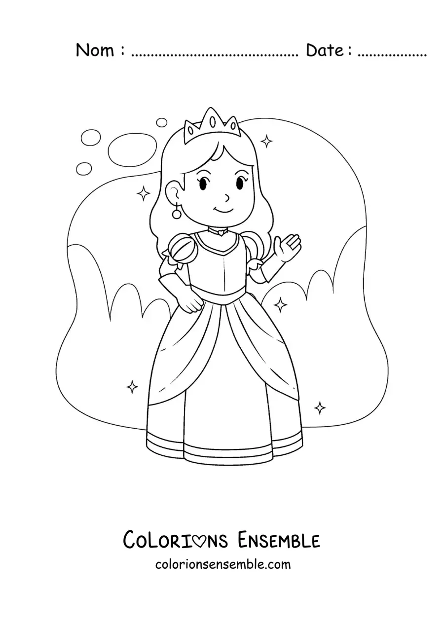 Image à colorier de Cendrillon au bal dans sa robe