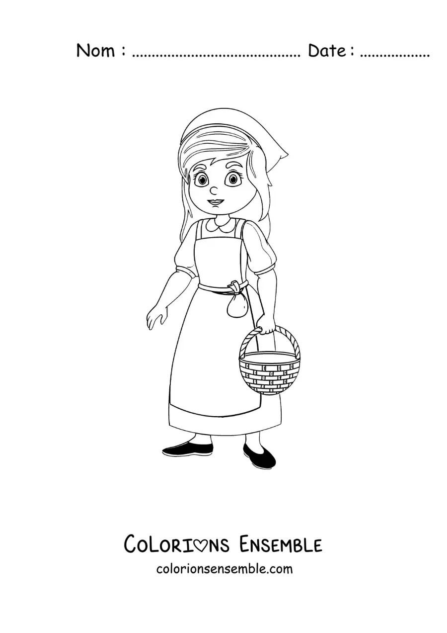 Image à colorier de Cendrillon faisant les corvées