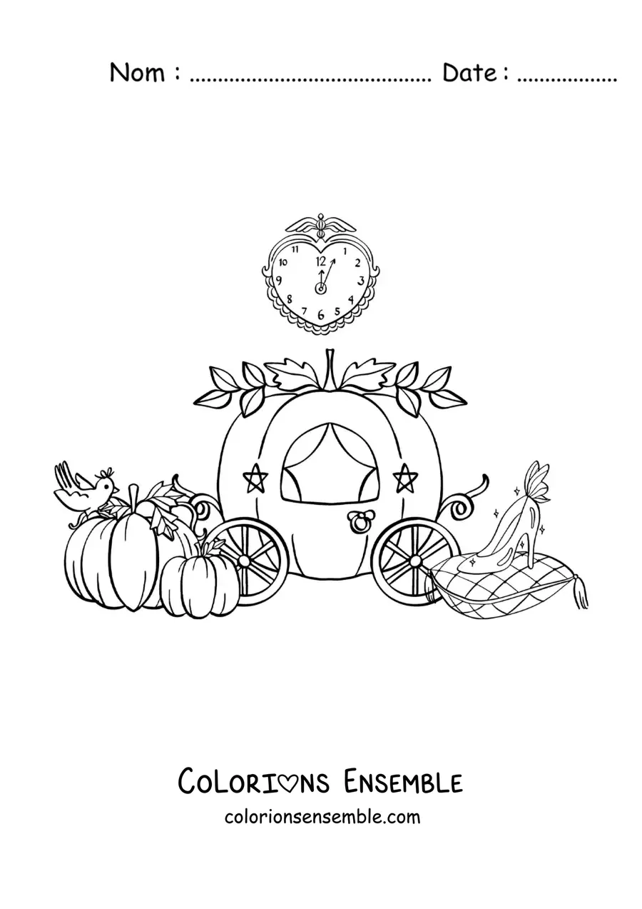 Image à colorier du carrosse-citrouille de Cendrillon