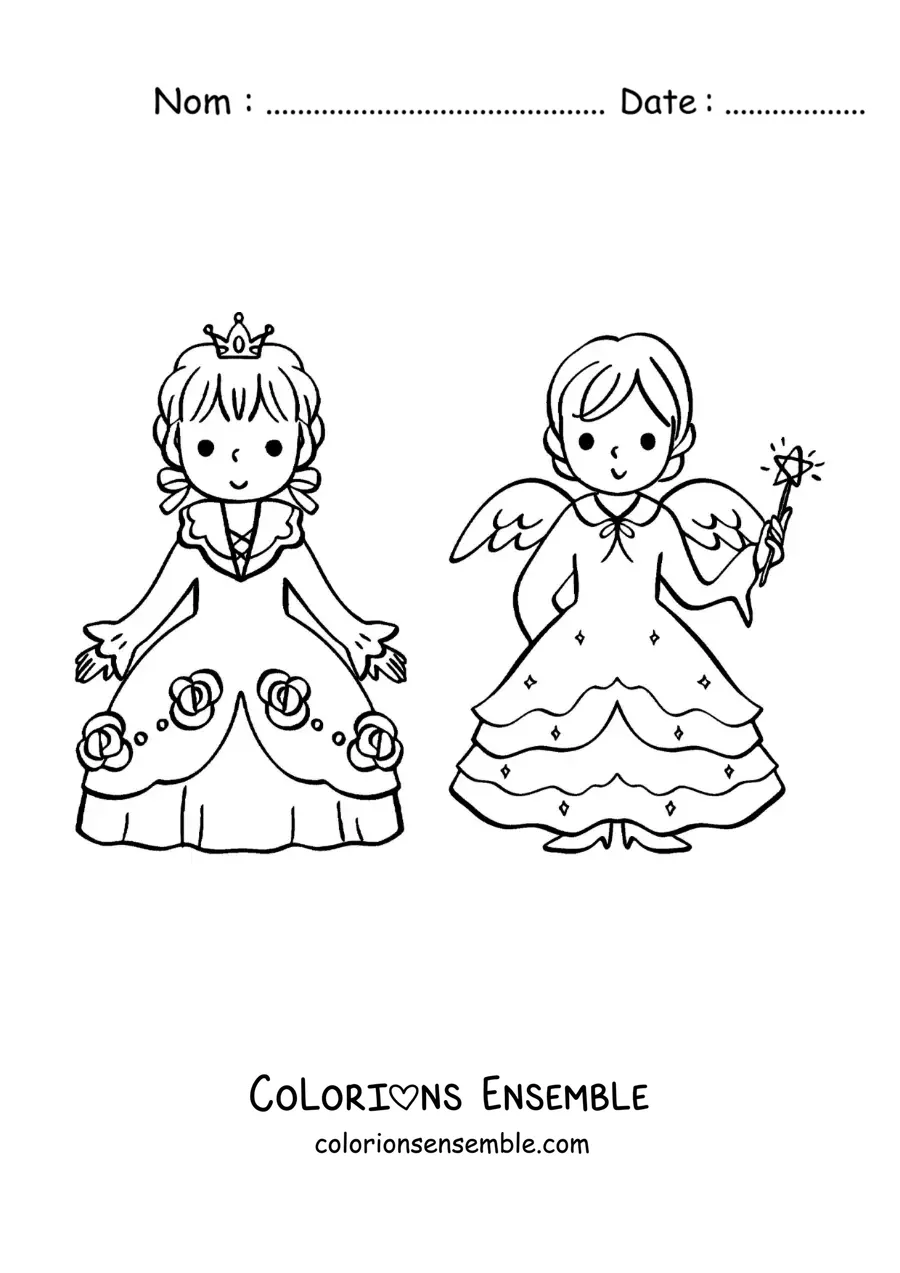 Image à colorier de Cendrillon et sa marraine la fée