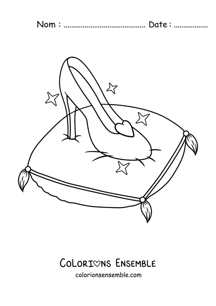 Image à colorier de la pantoufle de verre de Cendrillon