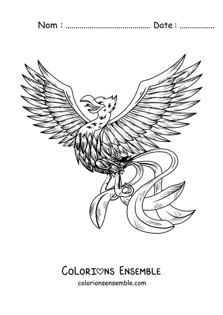 Image à colorier d'un oiseau phénix