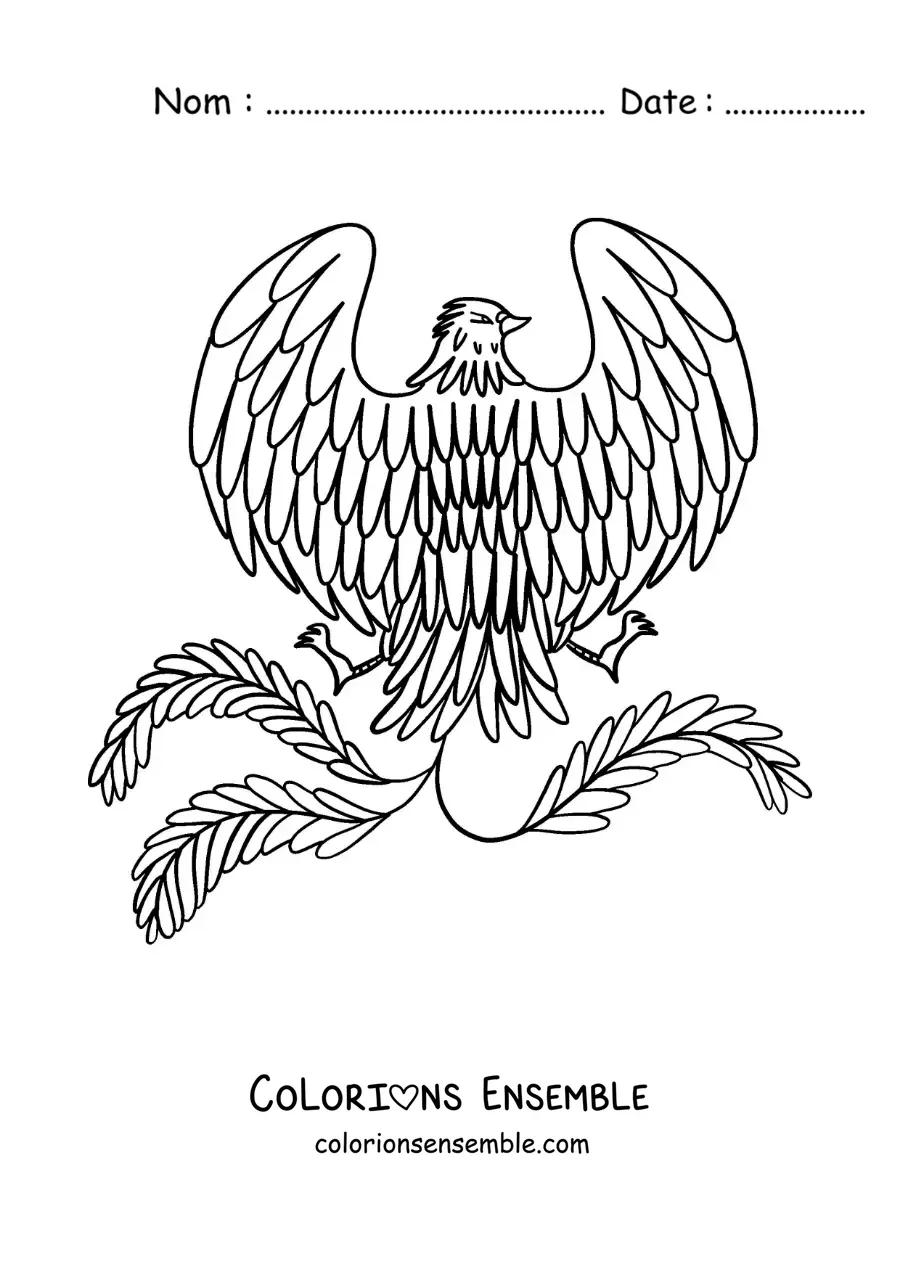 Image à colorier d'un phénix facile