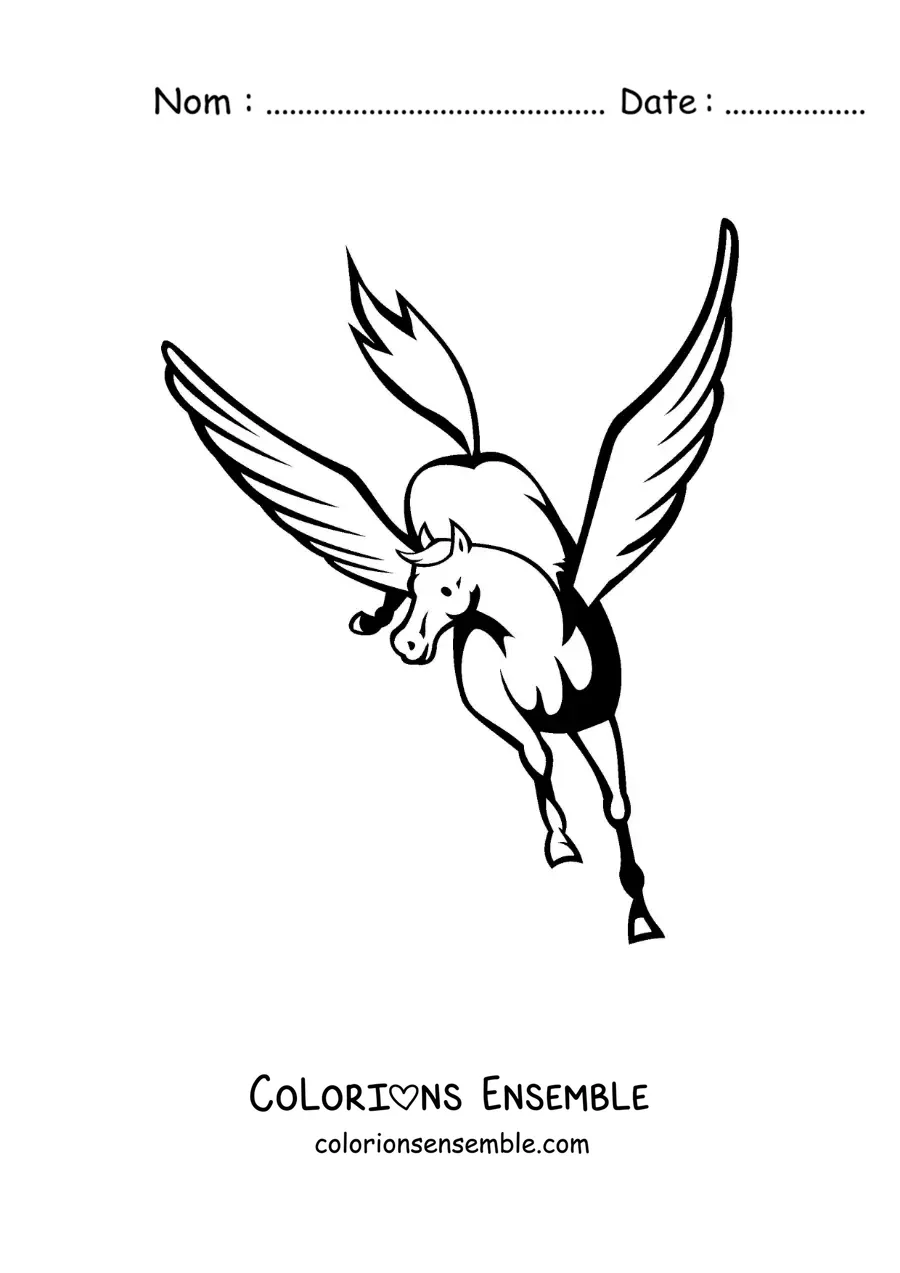 Image à colorier de Pégase qui vole
