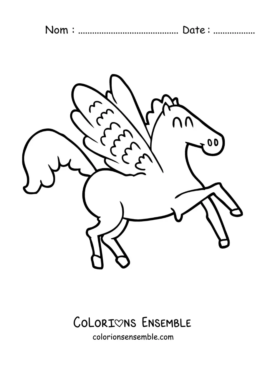Image à colorier d'un dessin animé de Pégase