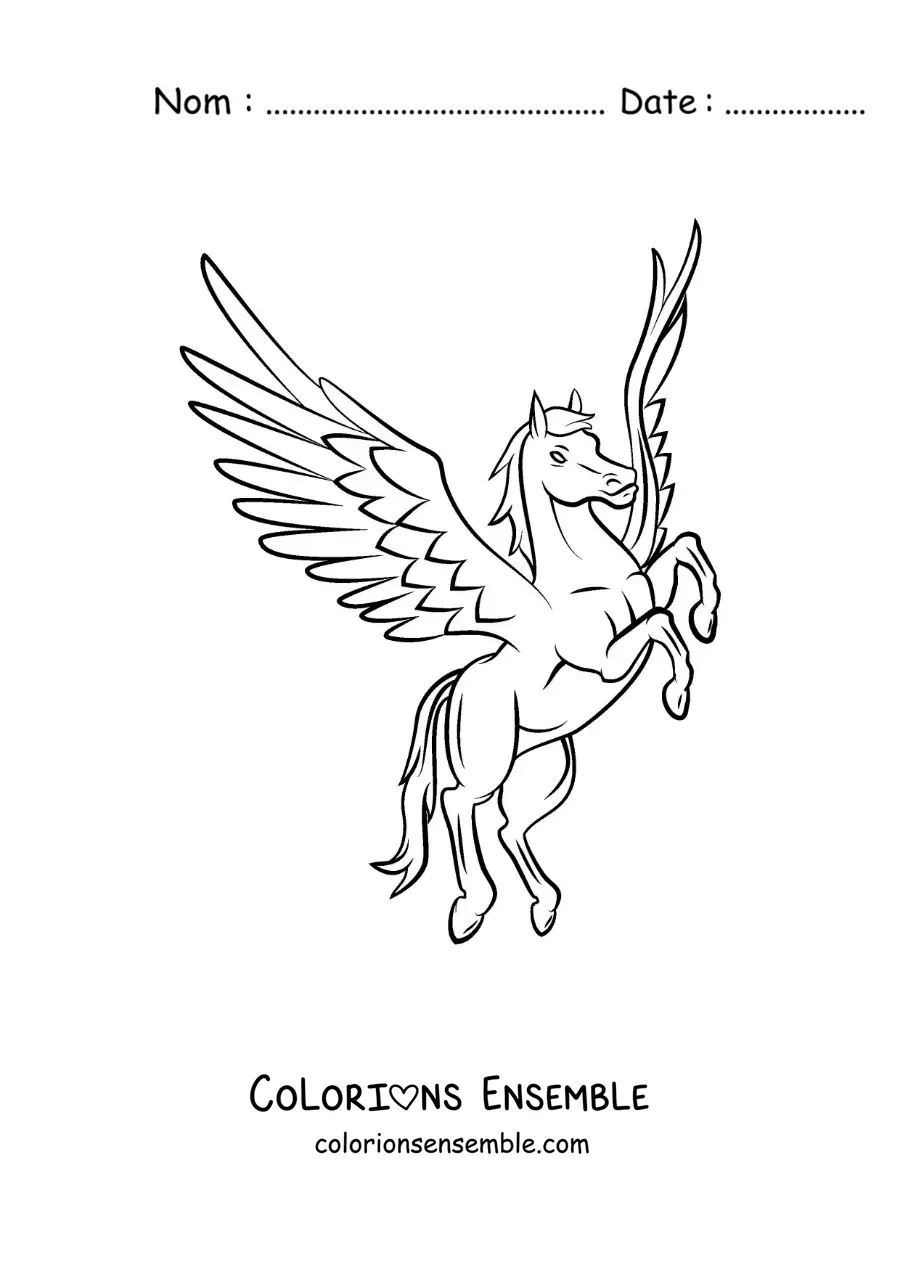 Image à colorier de Pégase sur deux pattes