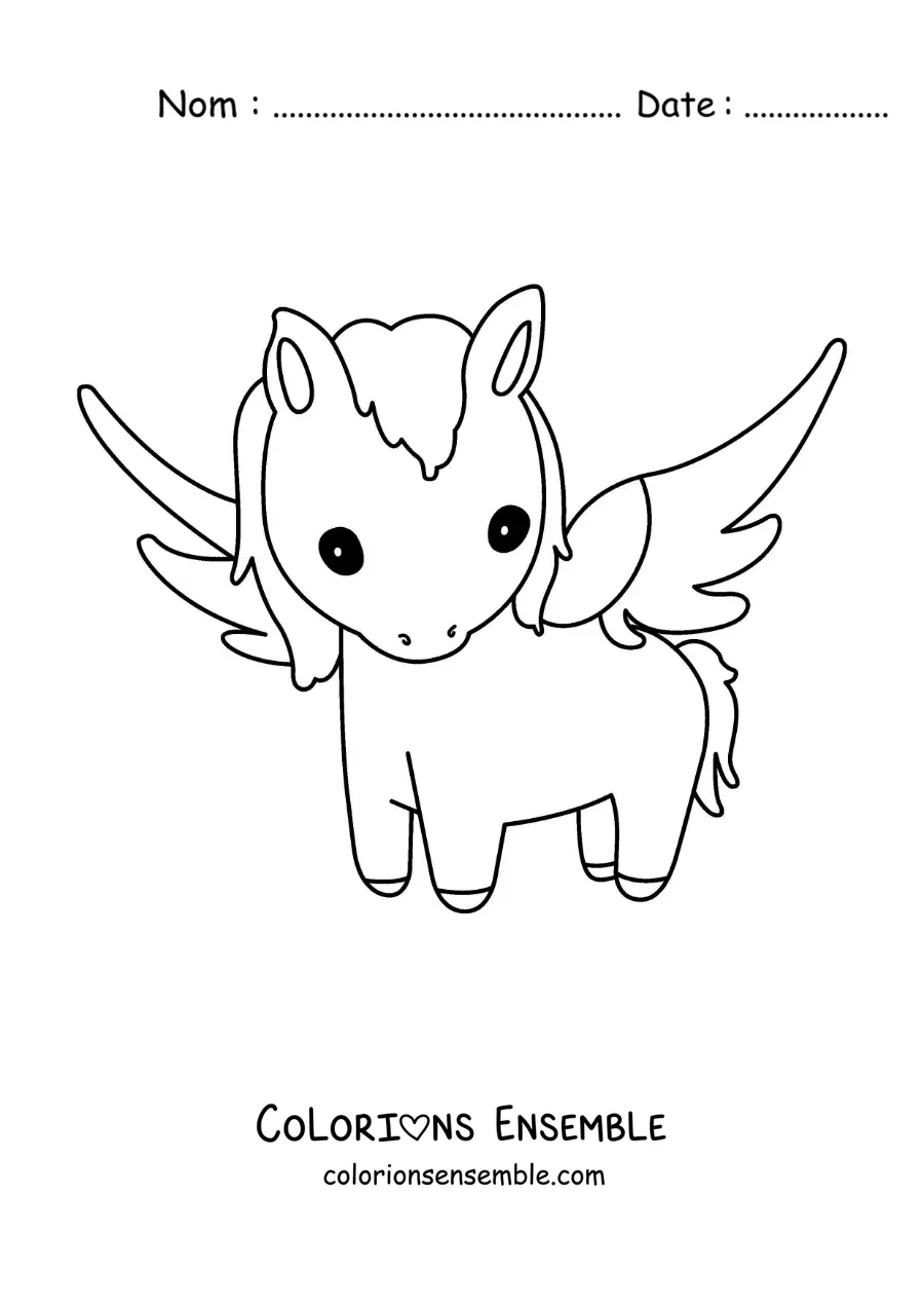 Image à colorier de Pégase ailé kawaii