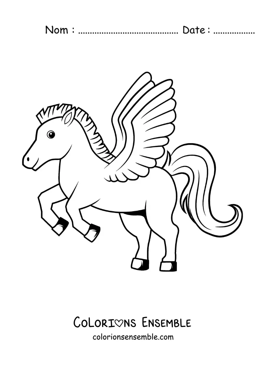 Image à colorier de Pégase, l'animal fantastique