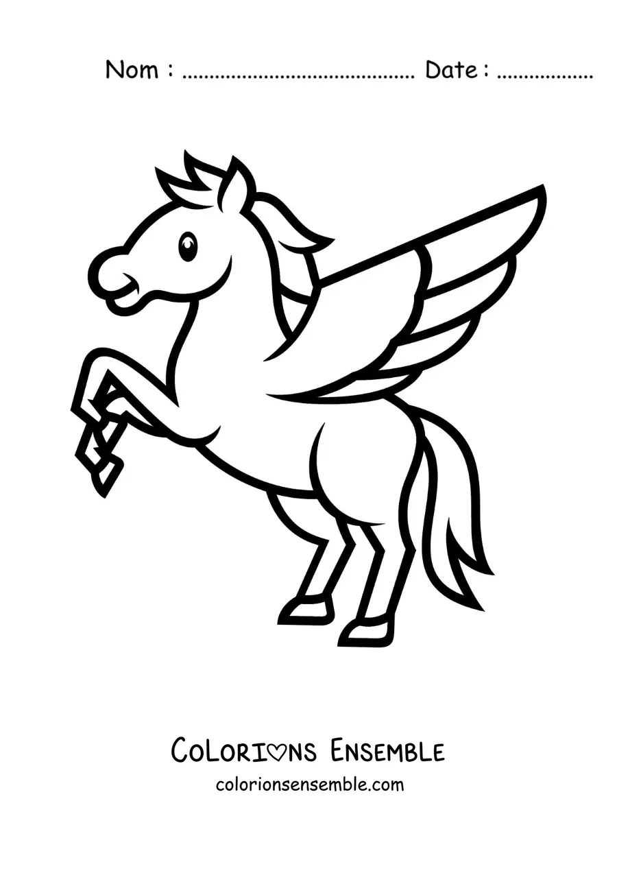 Image à colorier de Pégase, le cheval ailé facile