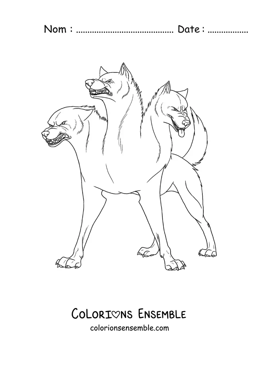 Image à colorier de Cerbère, gardien des Enfers