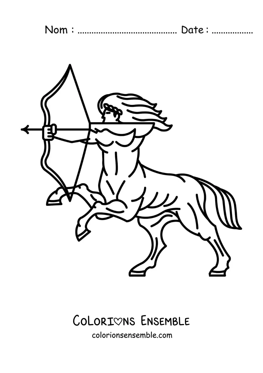 Image à colorier d'un centaure guerrier