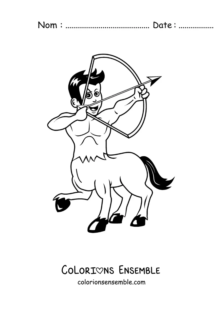 Image à colorier d'un centaure archer en version animée