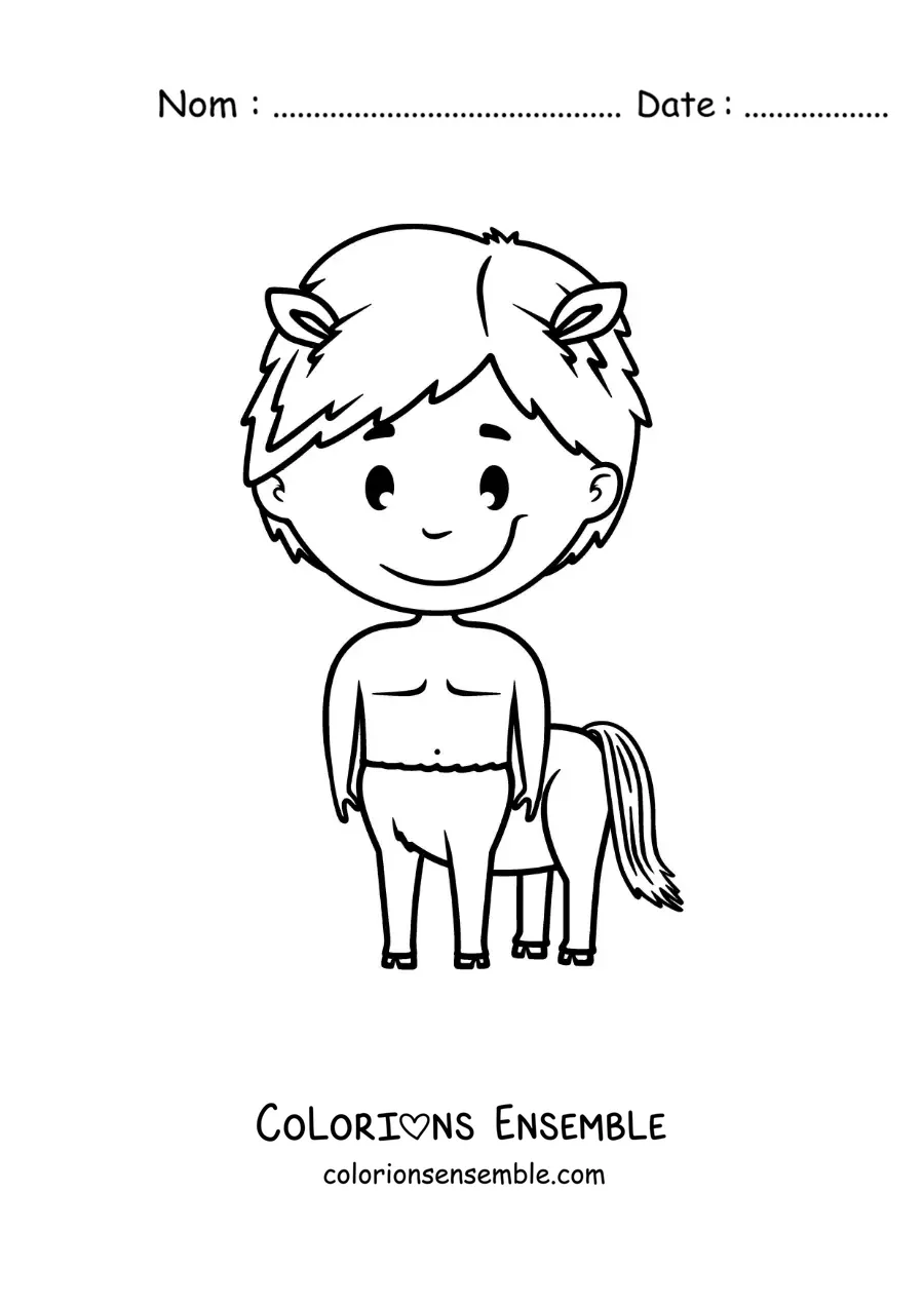 Image à colorier d'un centaure kawaii en version animée