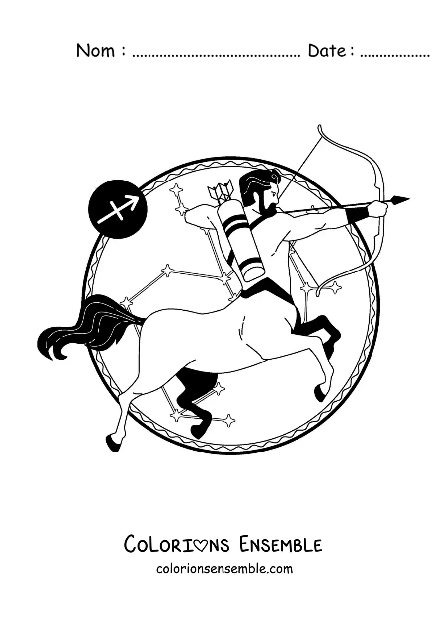 Image à colorier du centaure de la constellation du Centaure