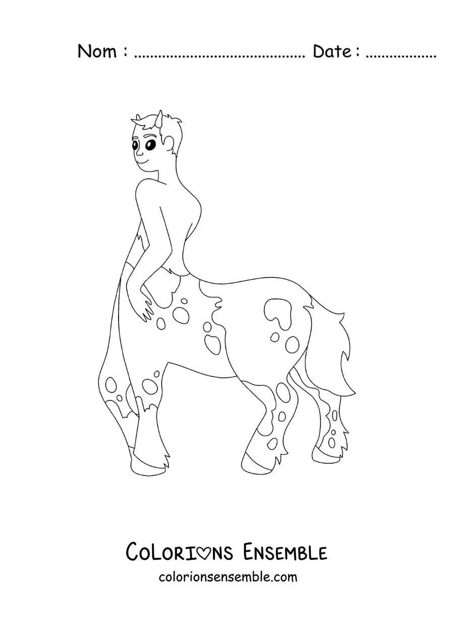 Image à colorier d'un centaure mythologique en version animée