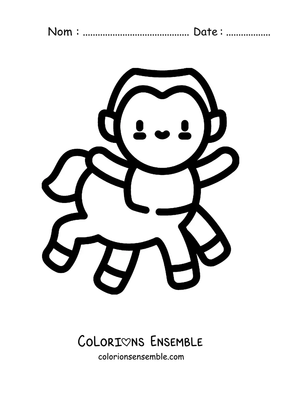 Image à colorier d'un centaure de la mythologie grecque, version kawaii