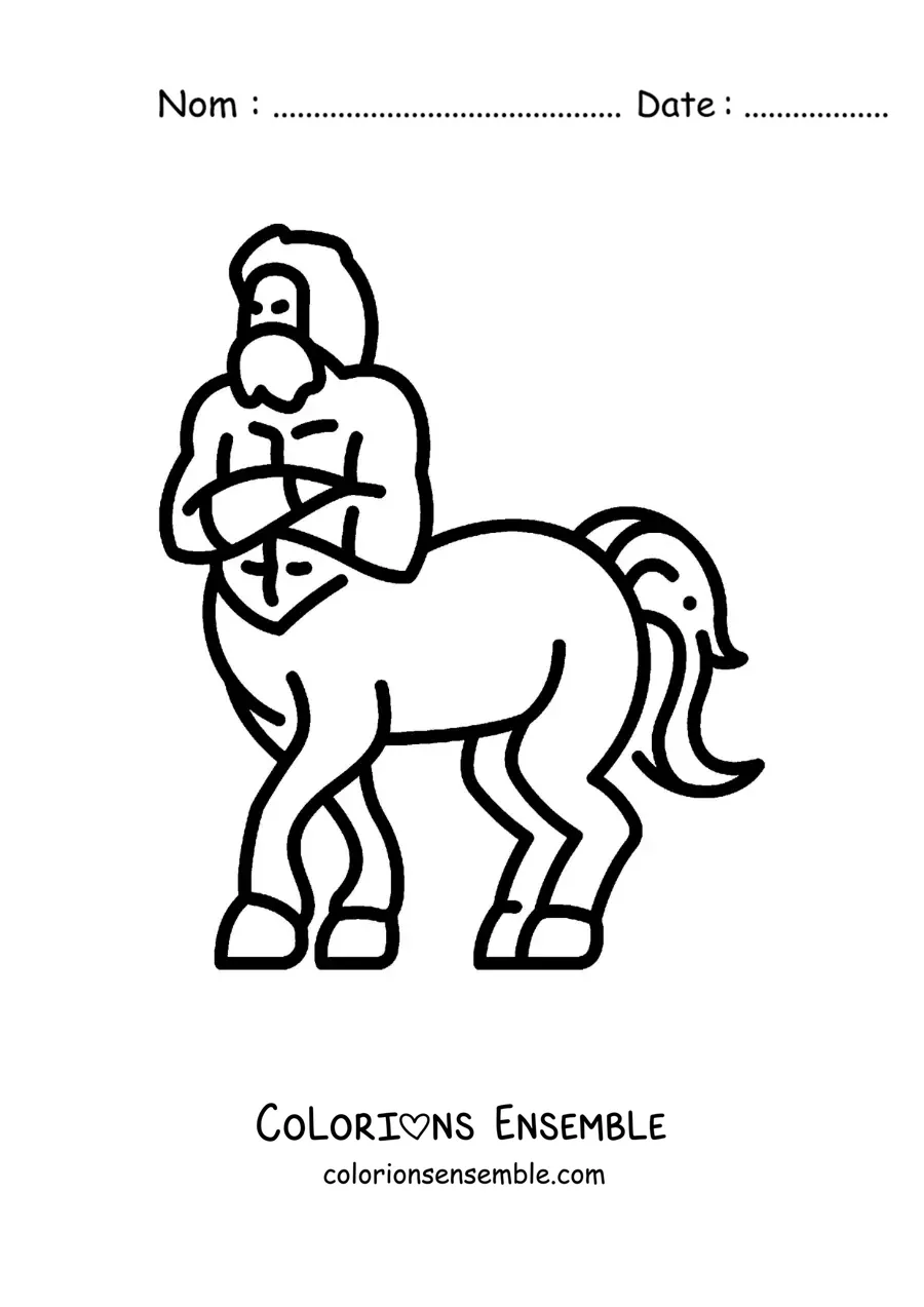 Image à colorier d'un centaure de la mythologie grecque, facile