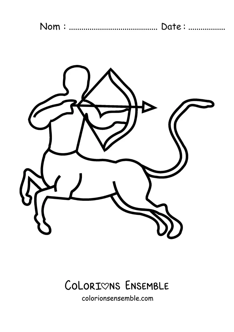 Image à colorier de la silhouette d'un centaure avec arc et flèche