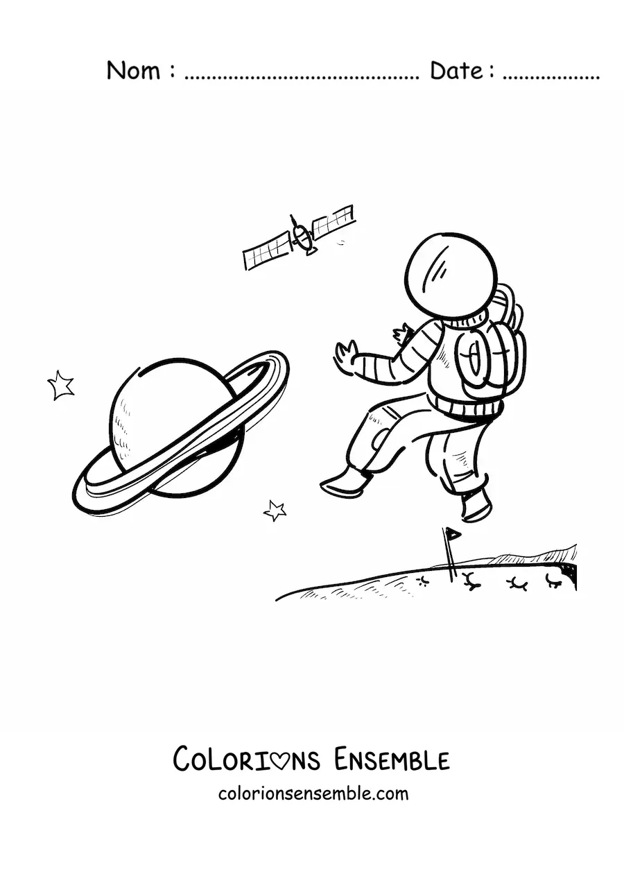 Image à colorier d’un astronaute à la surface de Mars
