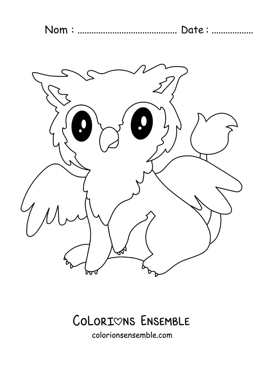 Image à colorier d'un griffon kawaii