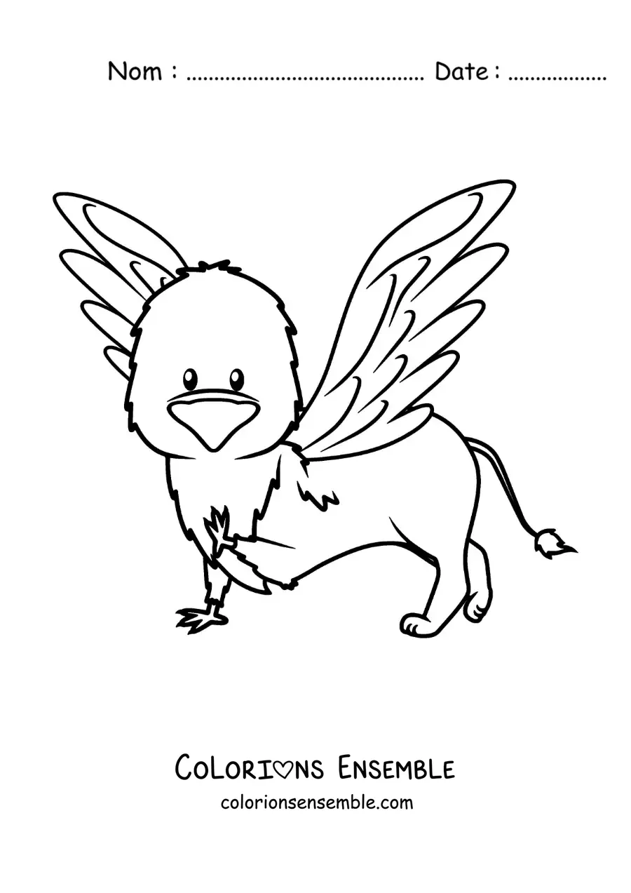 Image à colorier d'un griffon de la mythologie en version animée