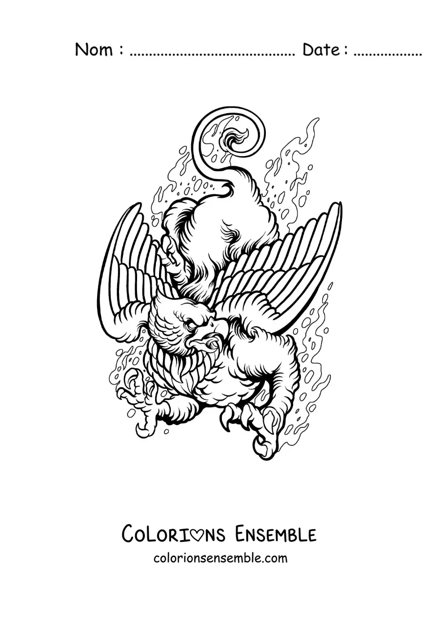 Image à colorier d'un griffon mythologique effrayant
