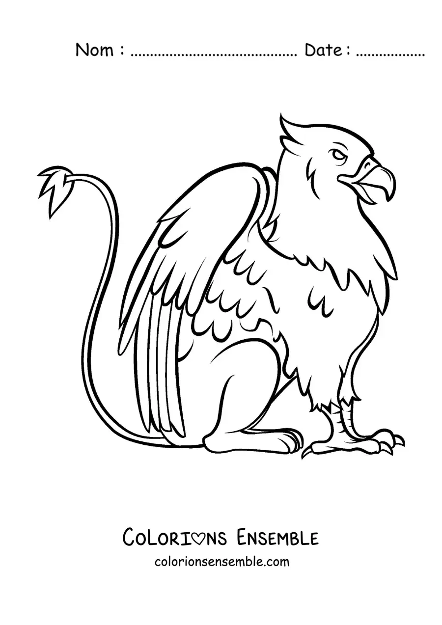 Image à colorier d'un griffon assis