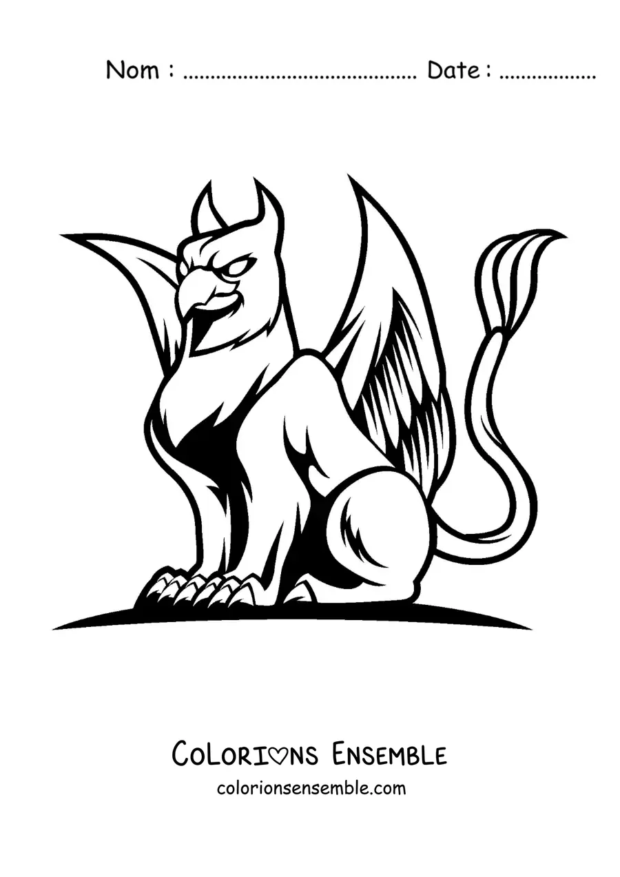 Image à colorier d'un griffon de la mythologie grecque, facile