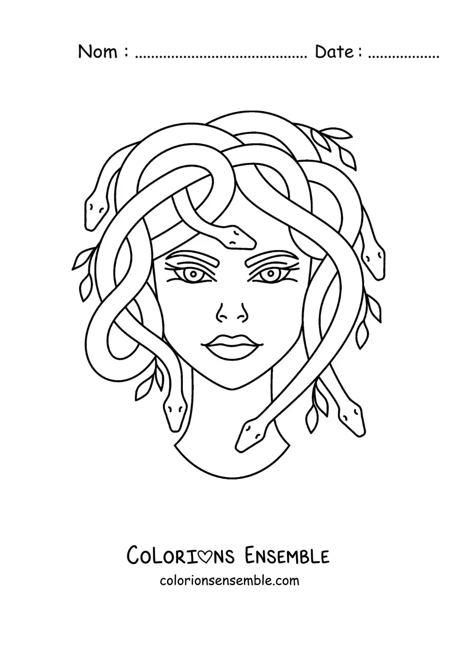 Image à colorier de la tête de Méduse en version animée