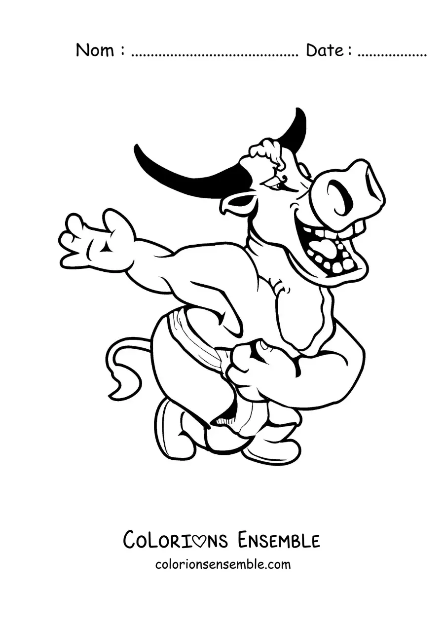 Image à colorier d'un Minotaure en dessin animé